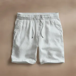 Relaxed Fit Linen Short - White