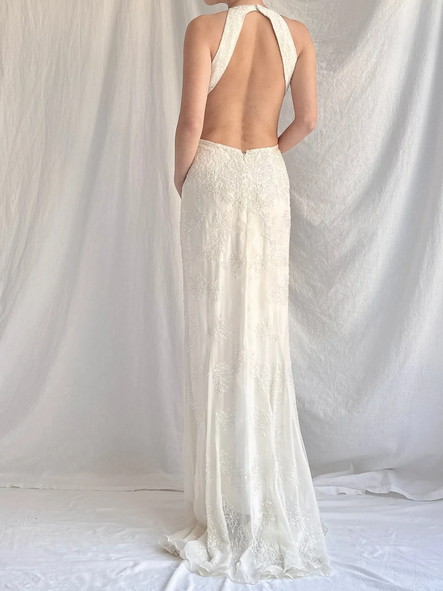 RESERVED 1990s Silk Beaded Gown - M