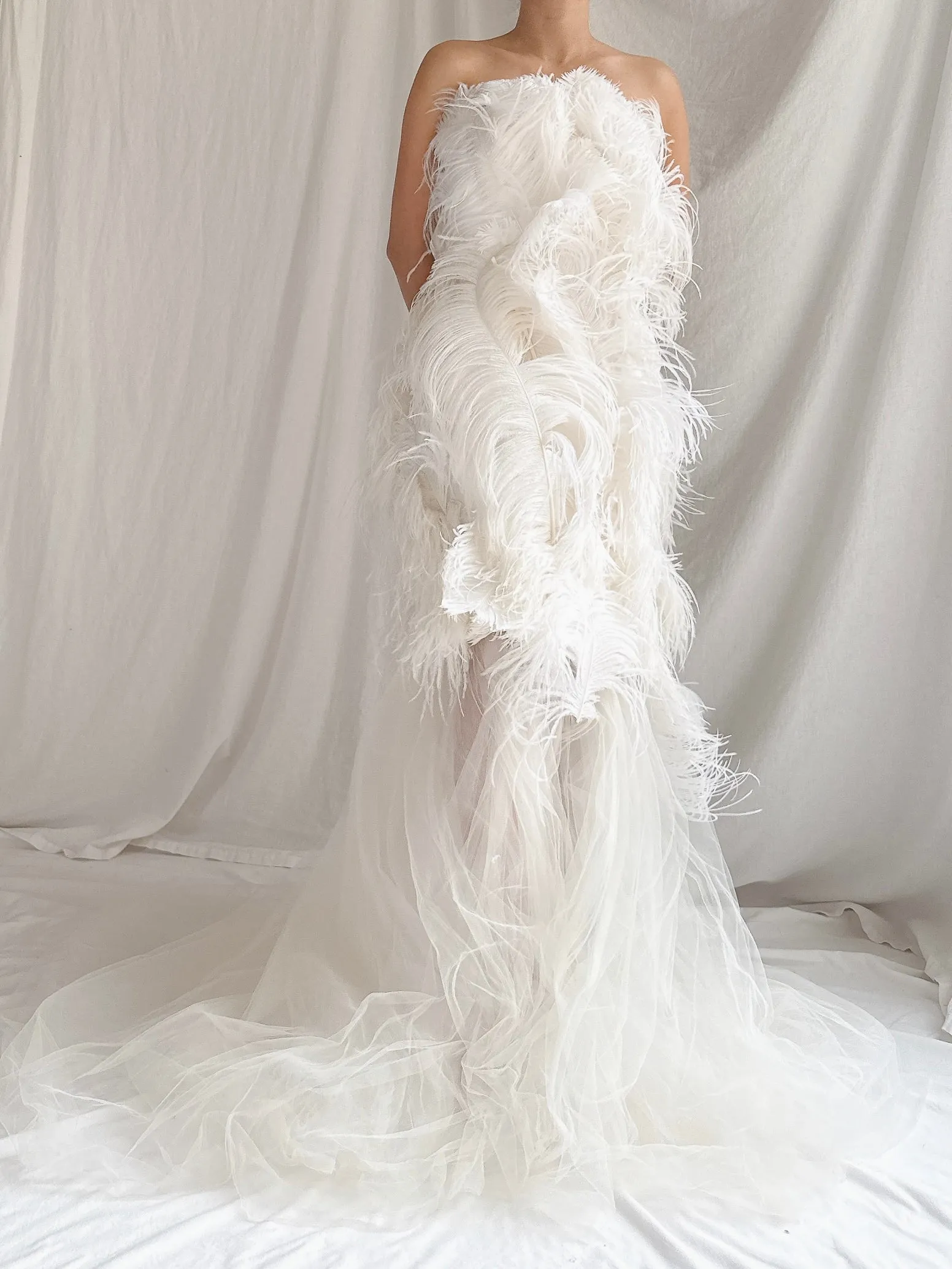 RESERVED Vintage 2-Piece Liancarlo Couture Feather Gown - S/6