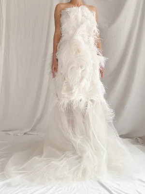 RESERVED Vintage 2-Piece Liancarlo Couture Feather Gown - S/6