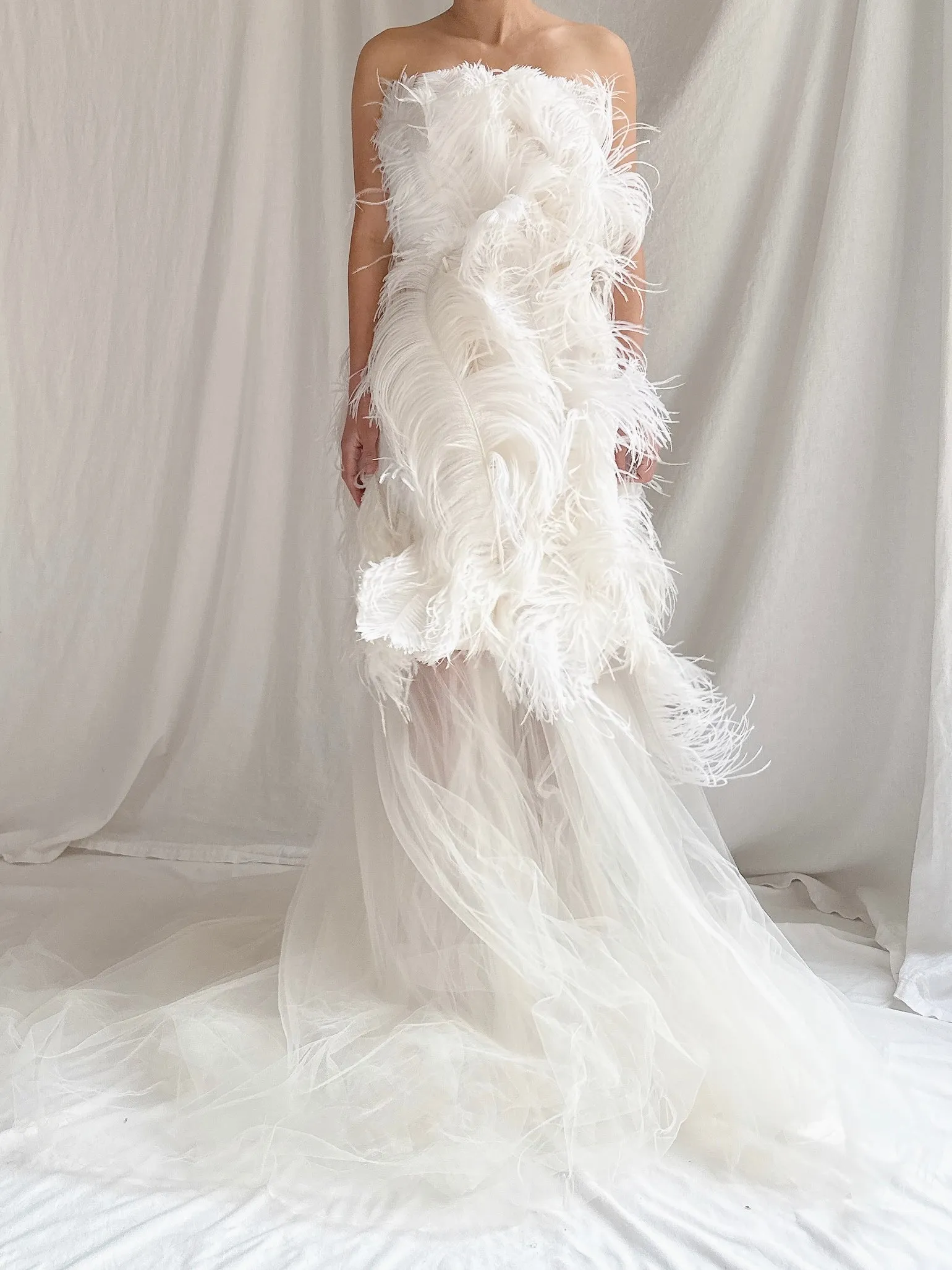RESERVED Vintage 2-Piece Liancarlo Couture Feather Gown - S/6