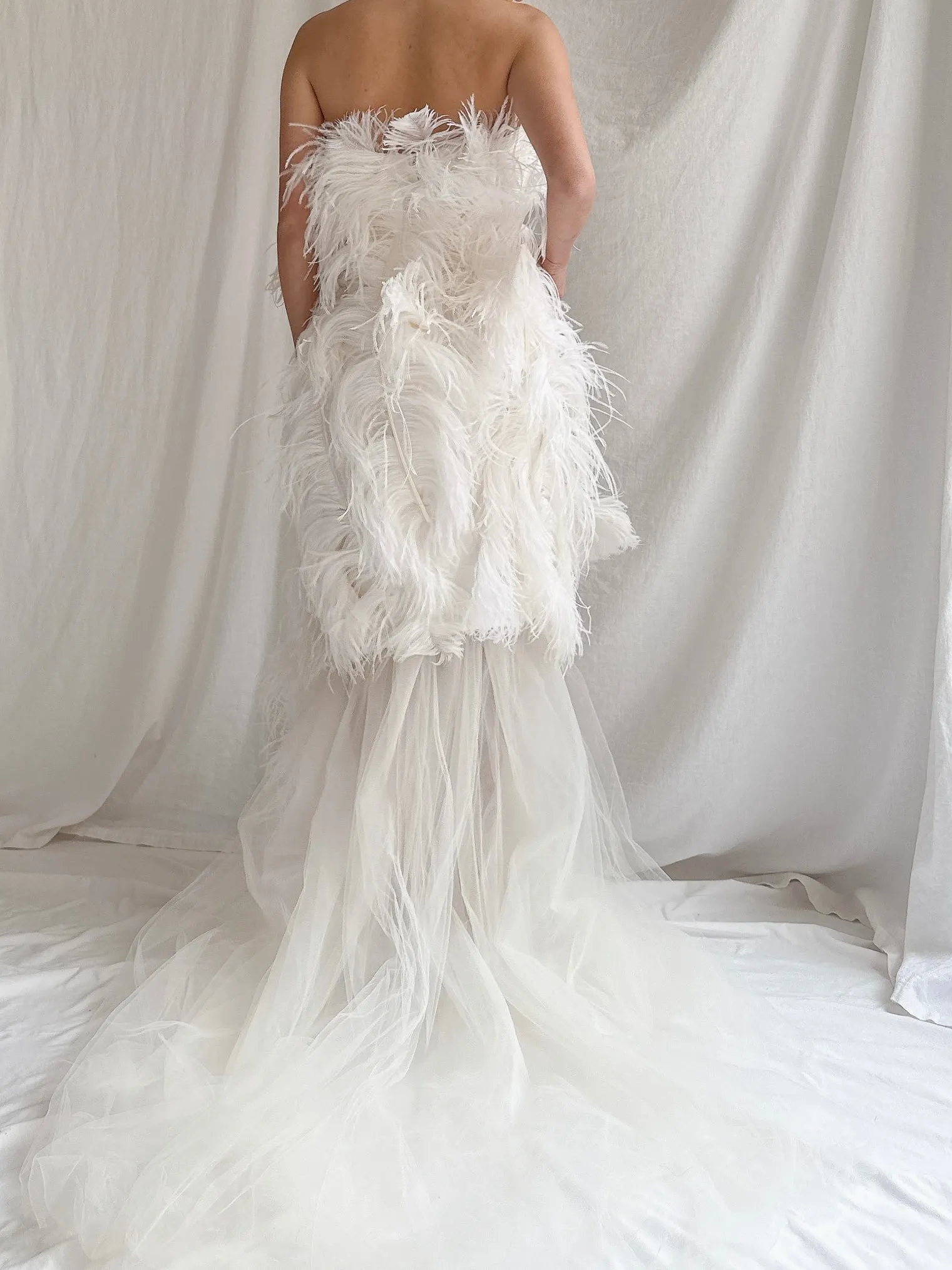 RESERVED Vintage 2-Piece Liancarlo Couture Feather Gown - S/6
