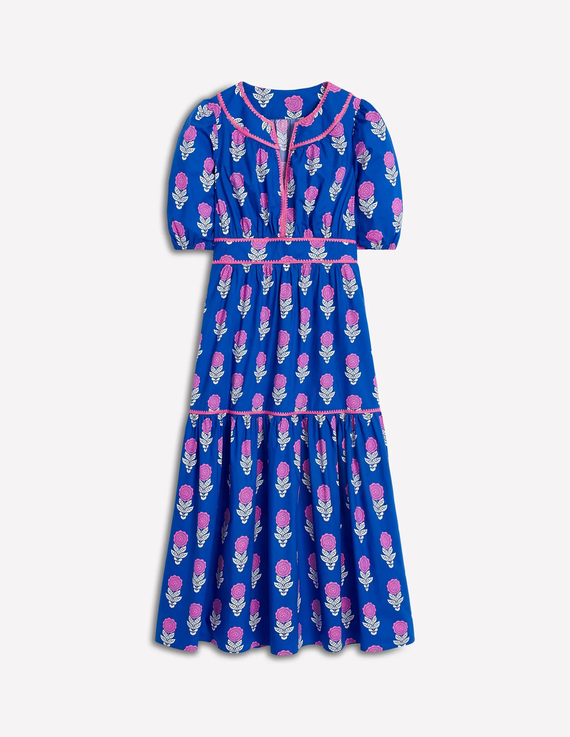 Rhea Embroidered Midi Dress-Gallery Blue. Dahlia Sprig