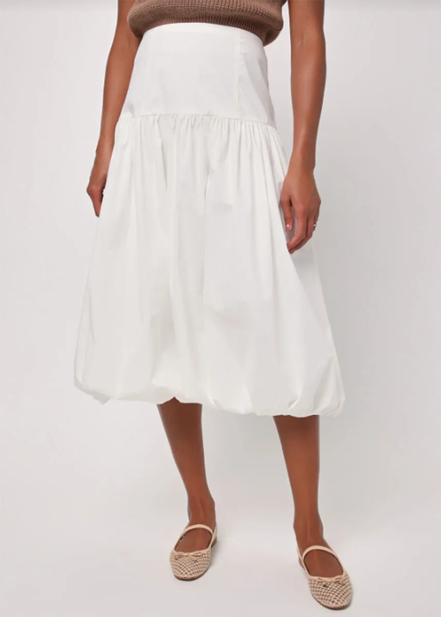 Ricki Poplin Midi Skirt - White