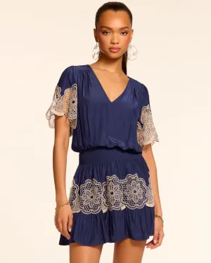 Romi Embellished Smocked Mini Dress
