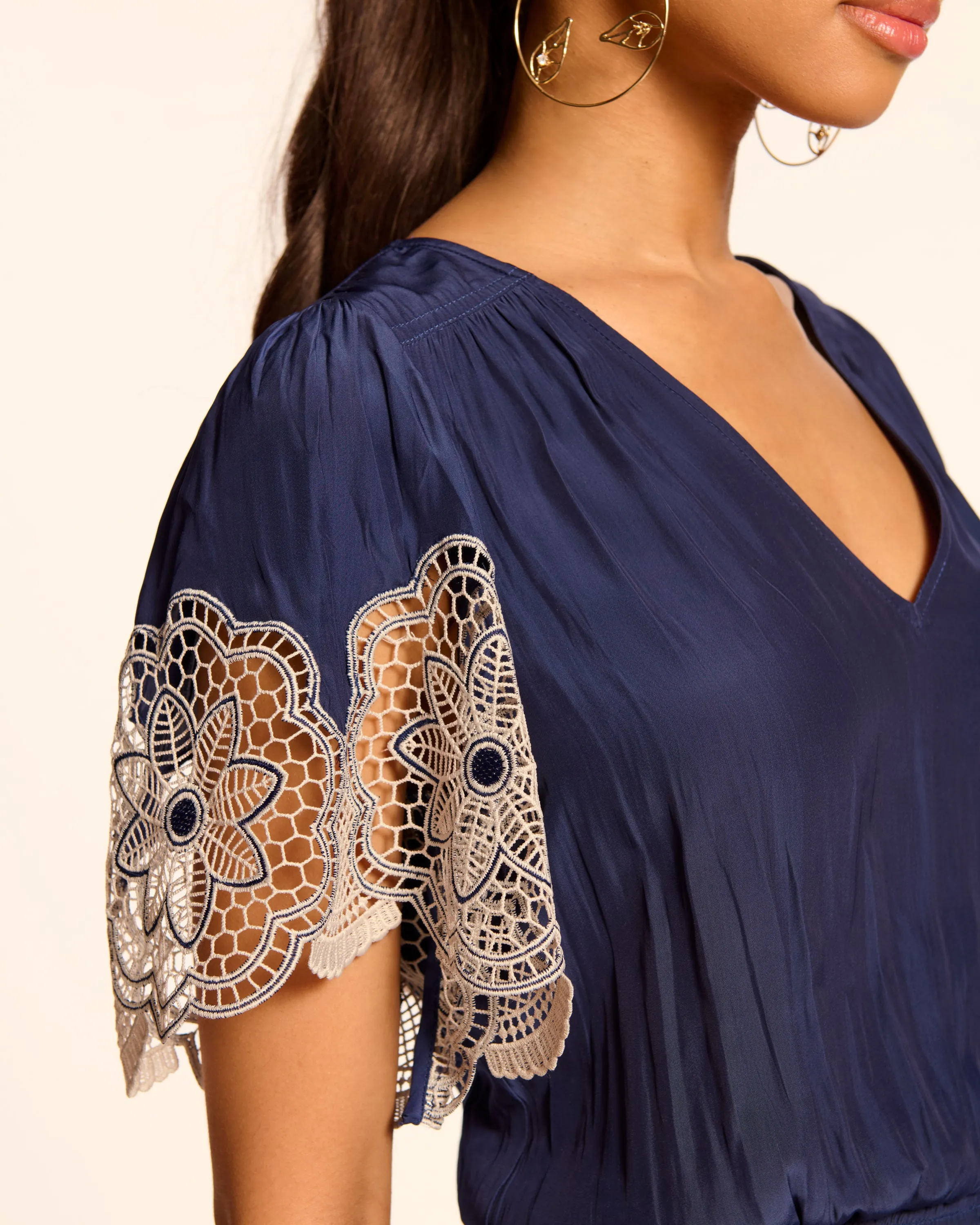 Romi Embellished Smocked Mini Dress
