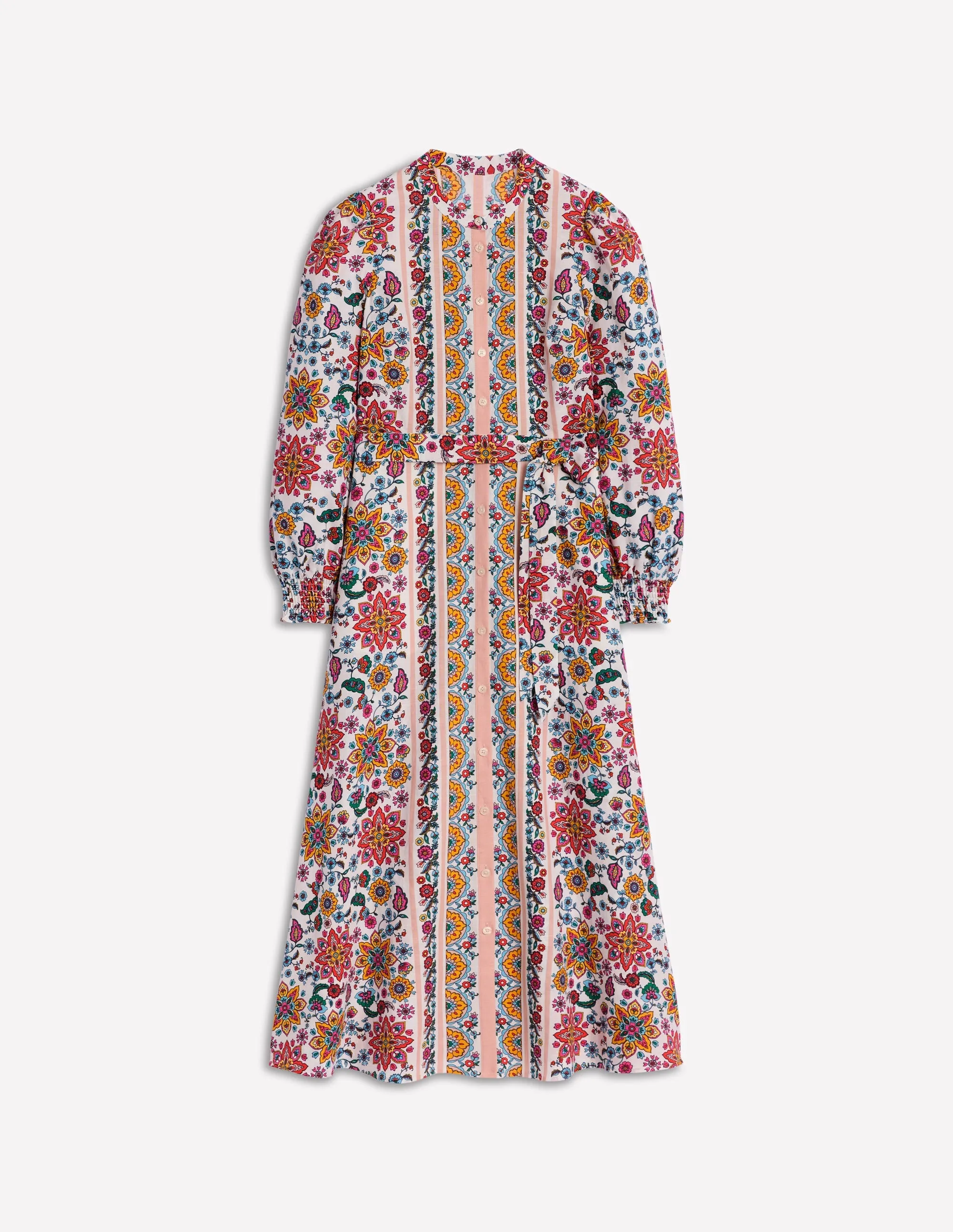 Ruby Linen Blend Shirt Dress-Ivory. Botanical Sprig