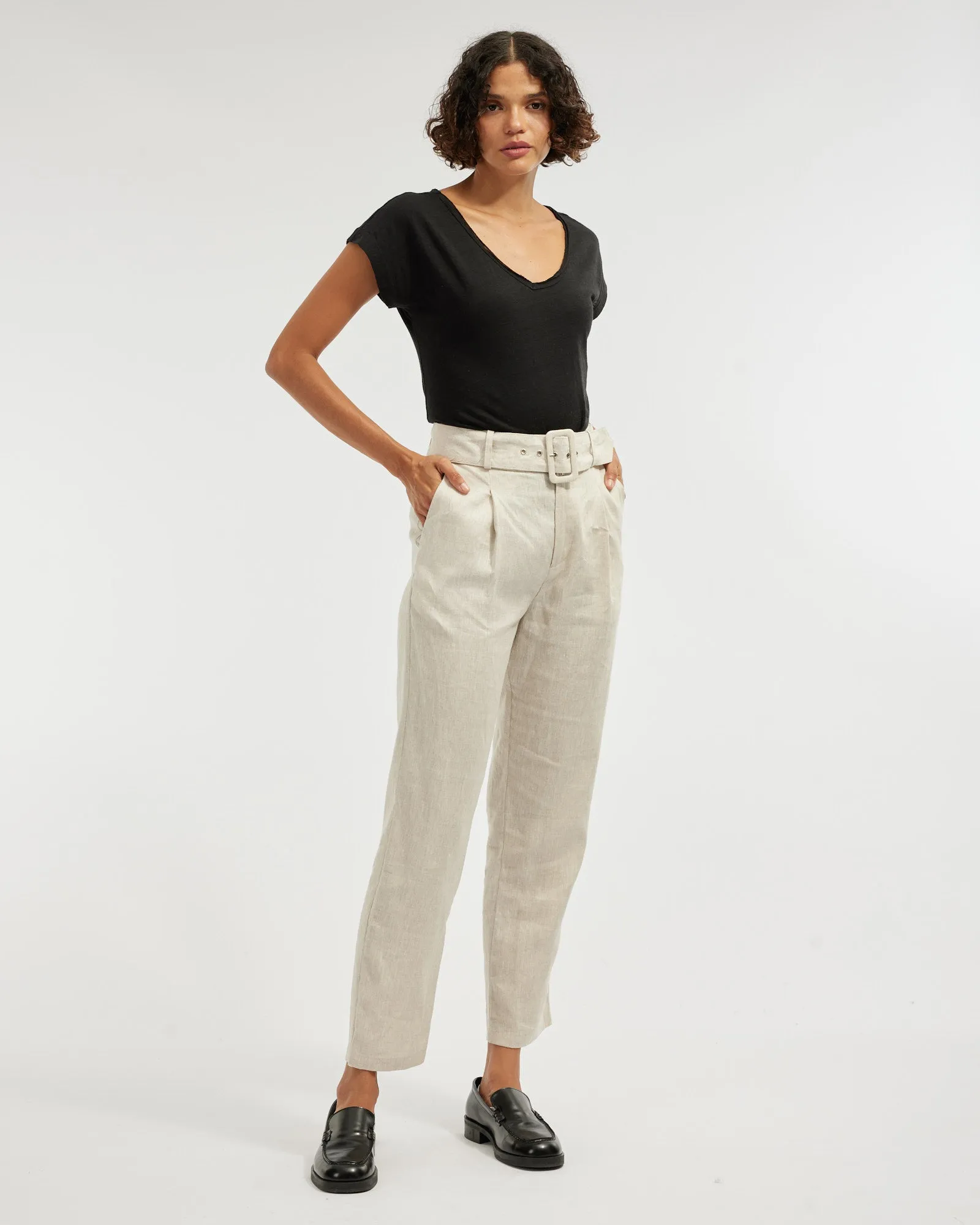 Sadie V Neck Tee - Black