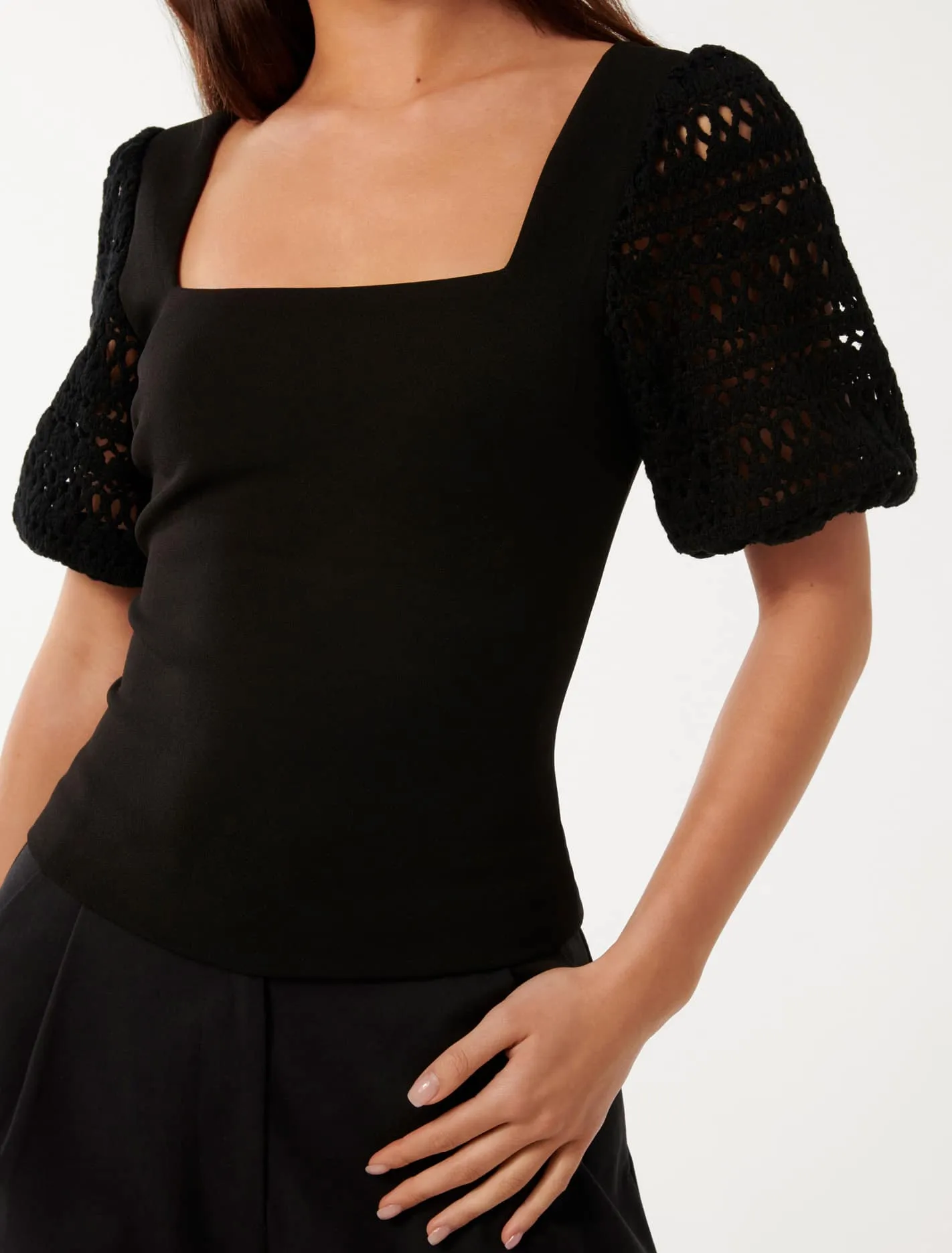Sandy Crochet Sleeve Top
