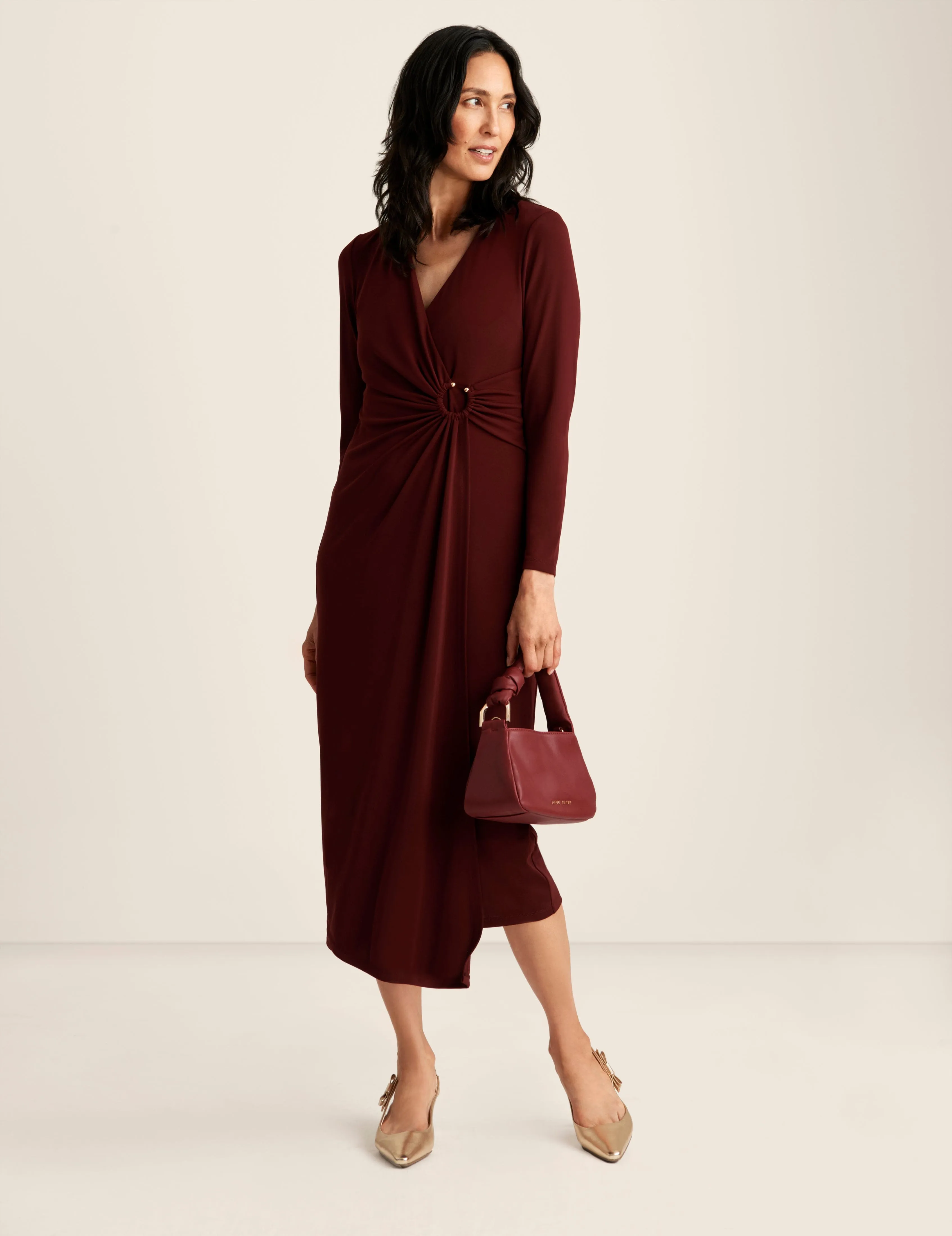Shirred O Ring Midi Dress - Sale
