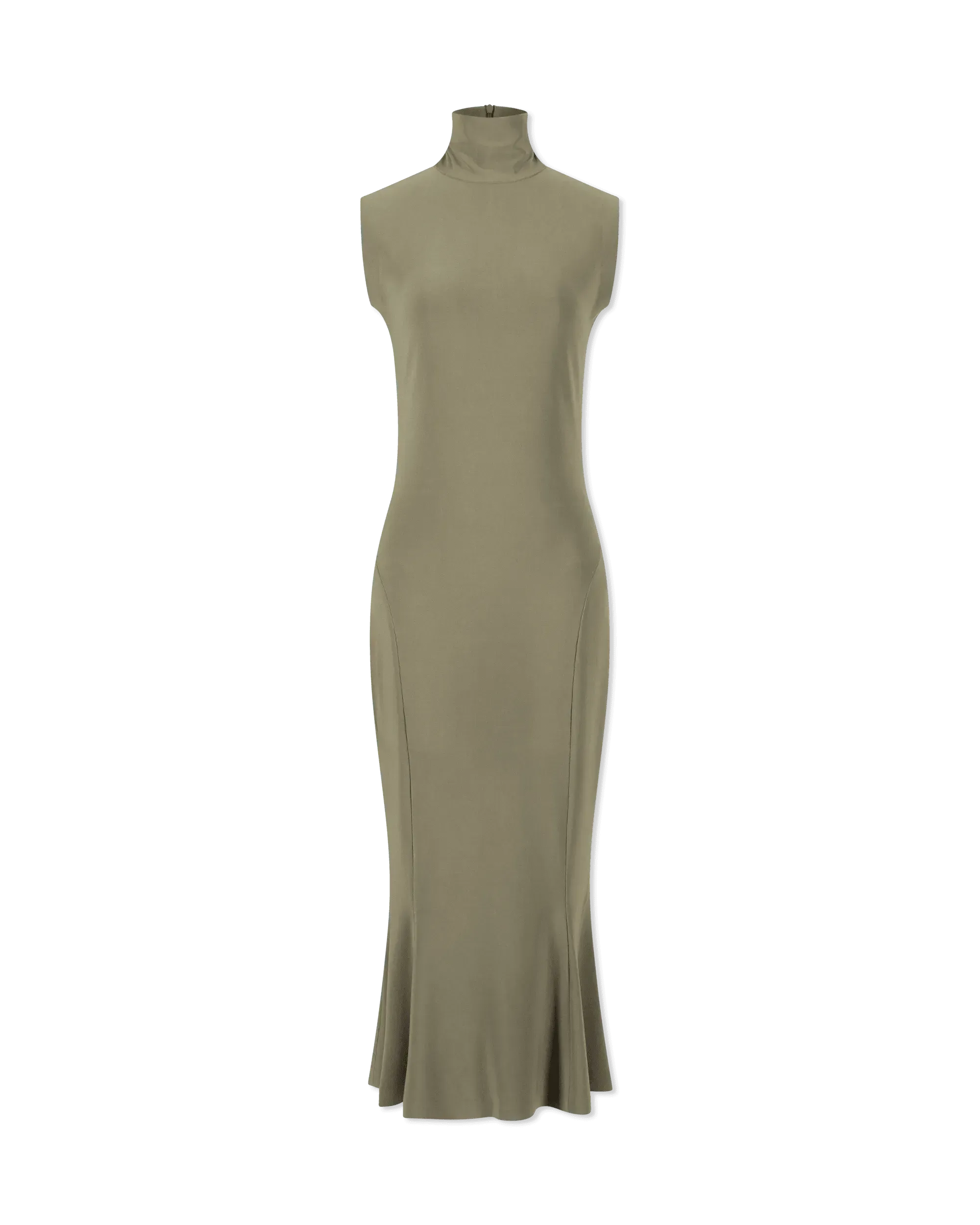 Sleeveless Turtleneck Fishtail Midi Dress