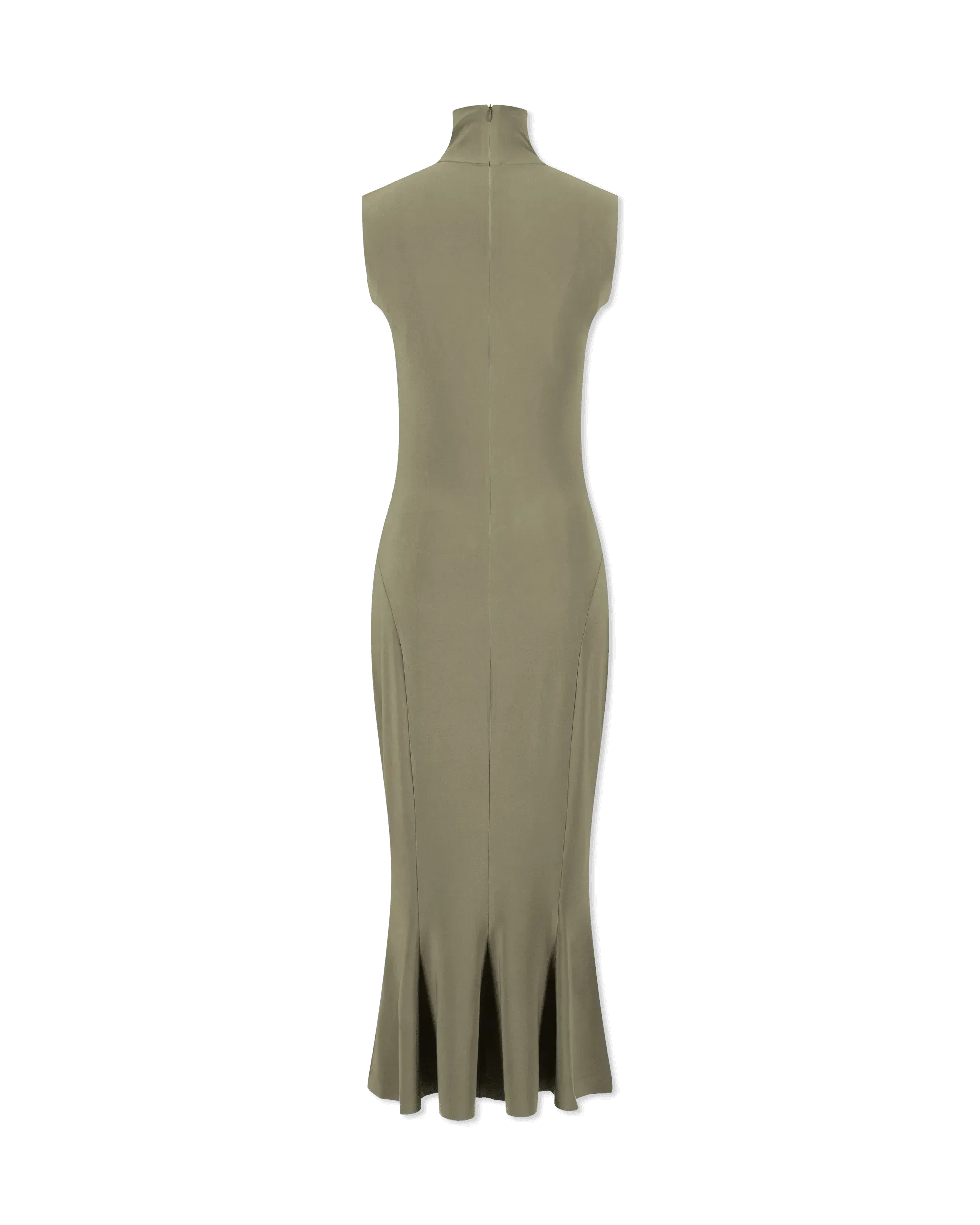 Sleeveless Turtleneck Fishtail Midi Dress