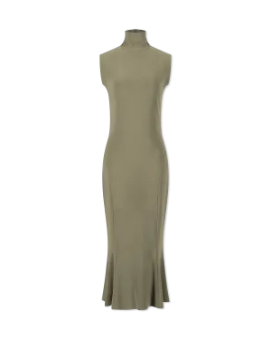 Sleeveless Turtleneck Fishtail Midi Dress