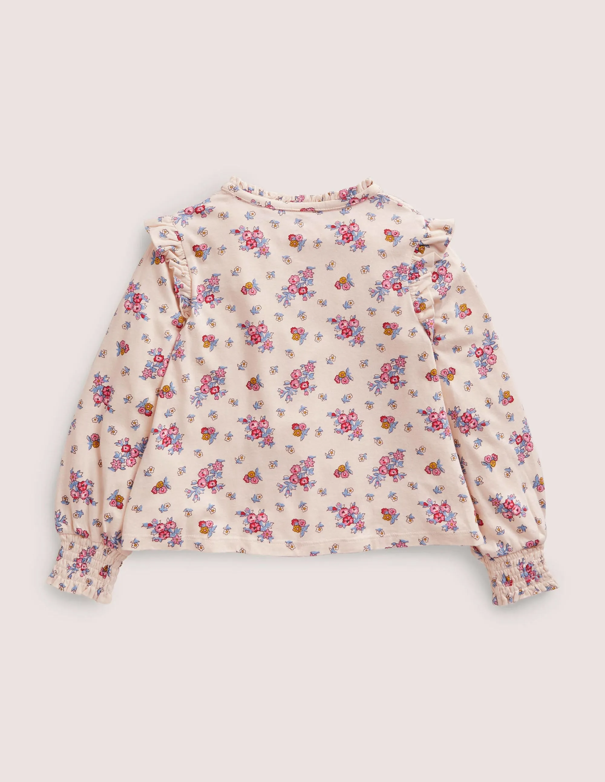 Smocked Placket Top-Vanilla Pod Flower Bouquet
