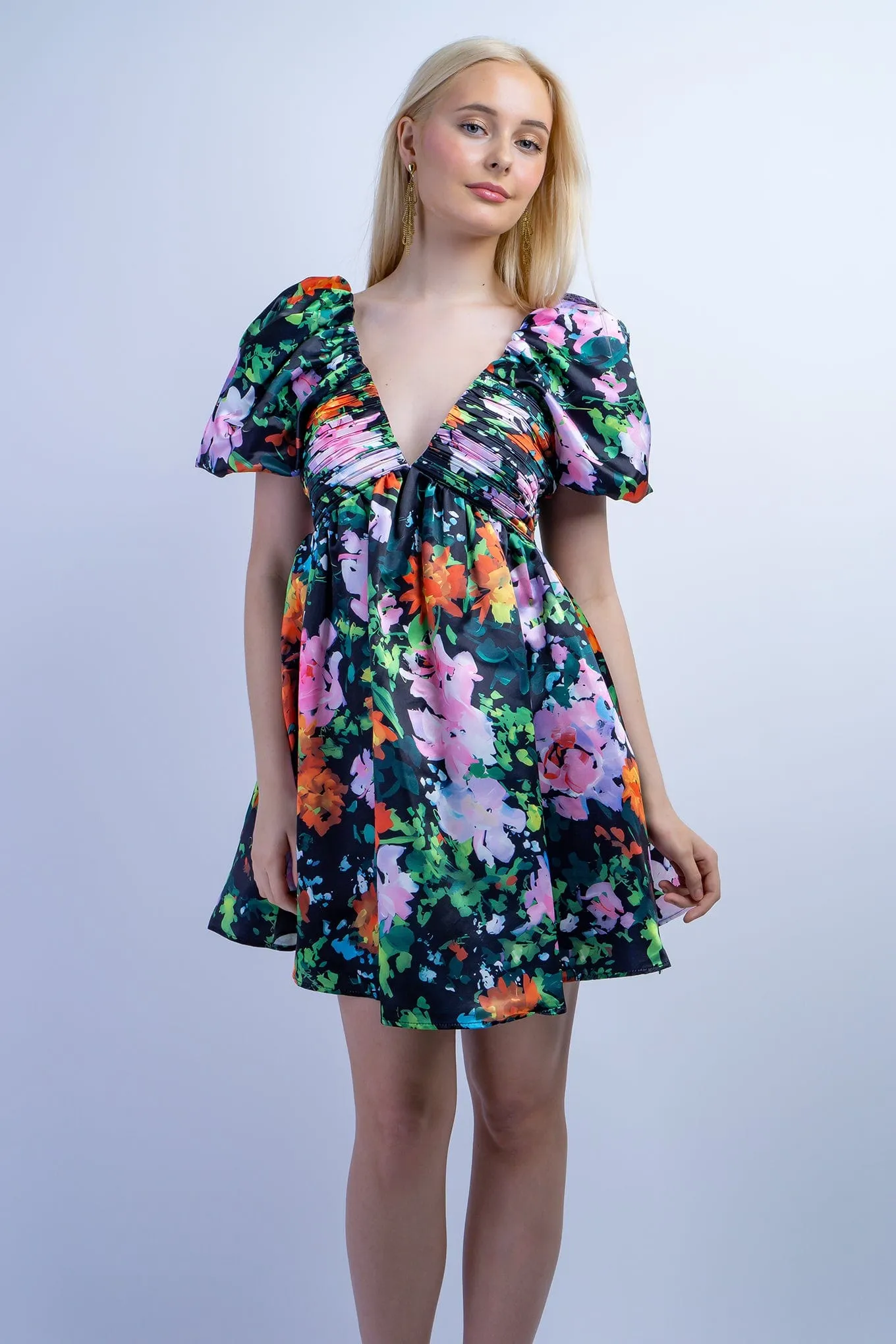 Spring Garden Empire V Neck Dress