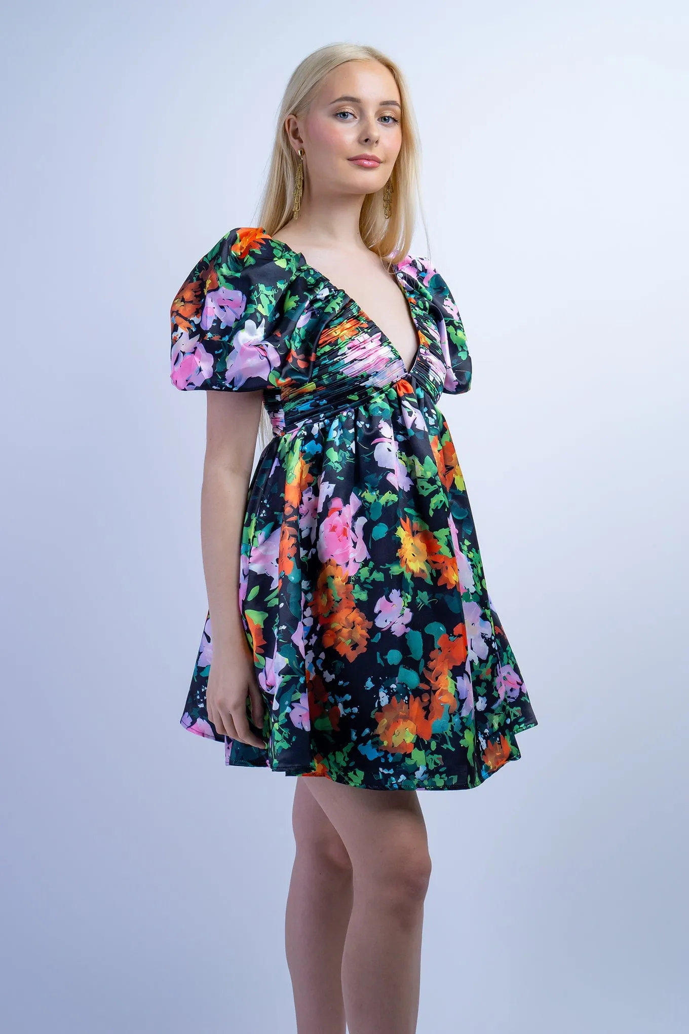 Spring Garden Empire V Neck Dress
