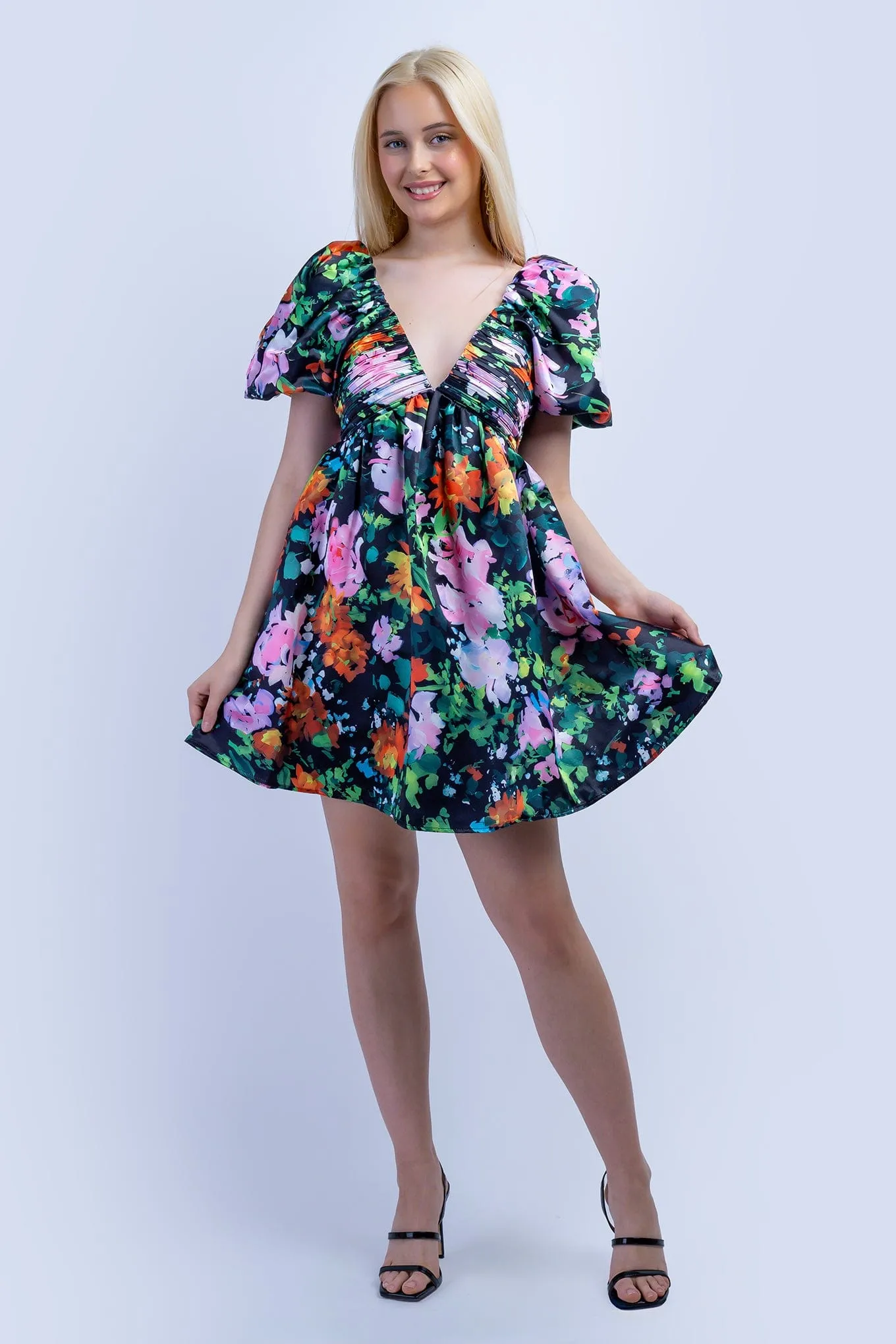Spring Garden Empire V Neck Dress