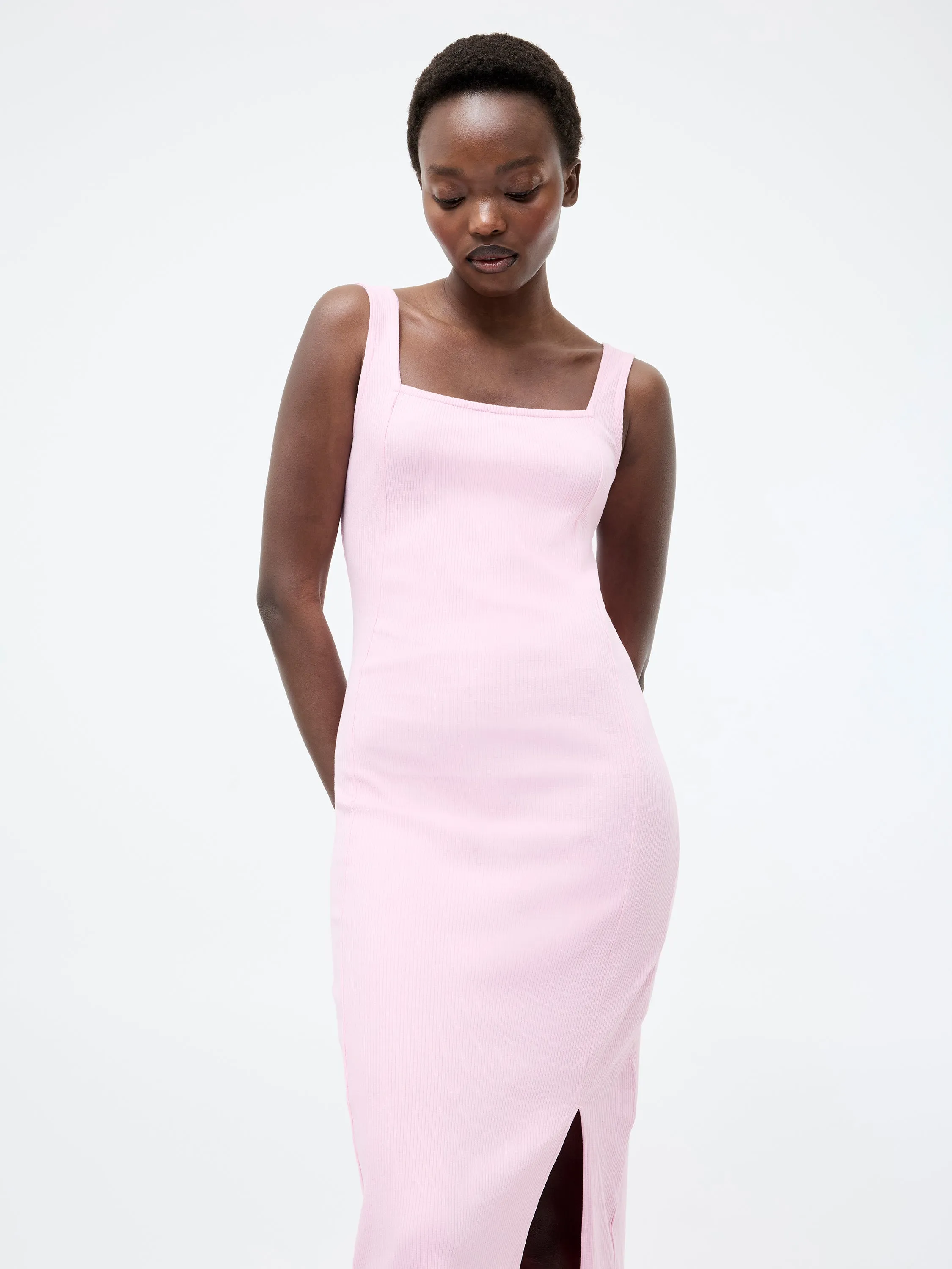 Square Neck Rib Dress