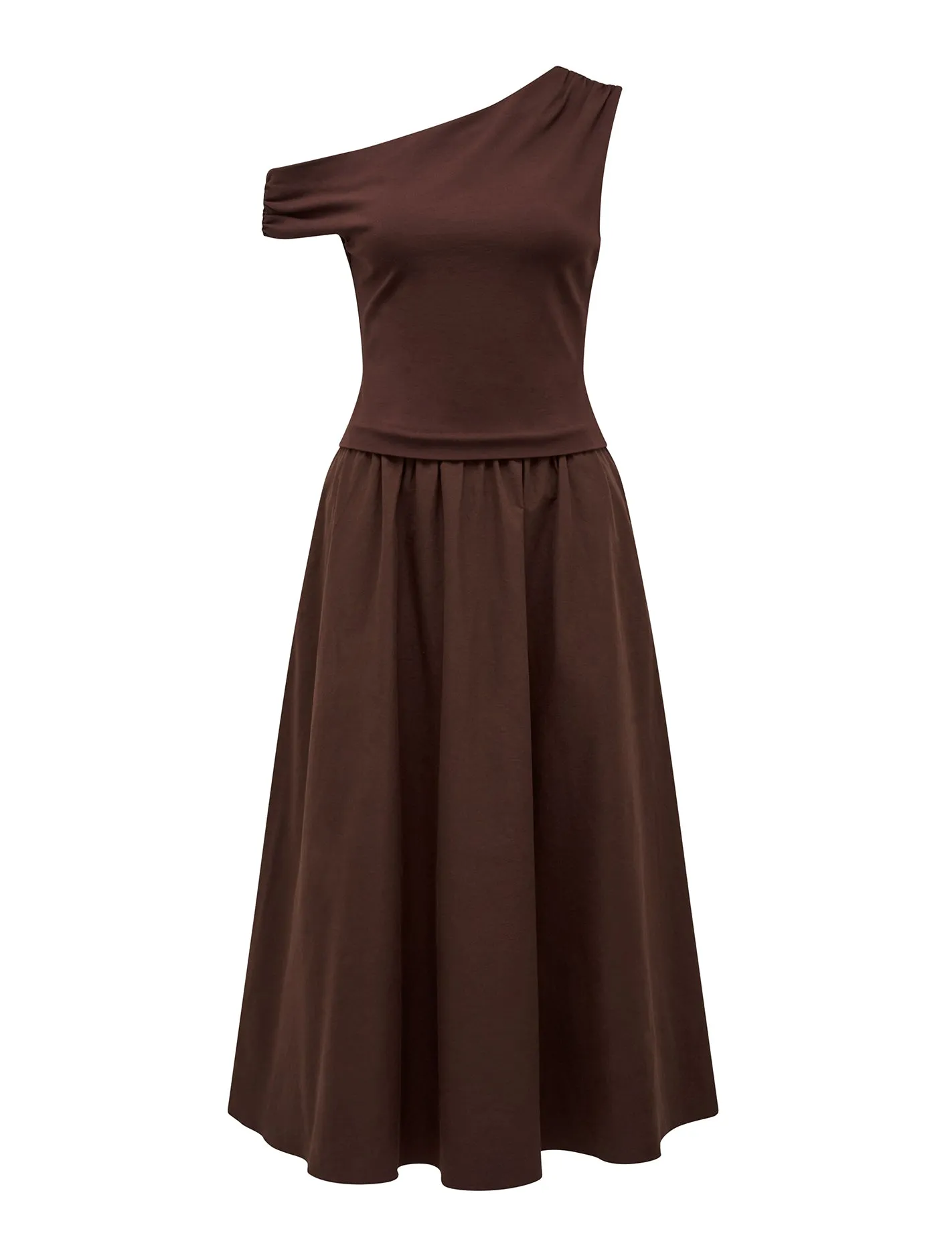 Steph Tipped Mixed Fabric Midi Dress
