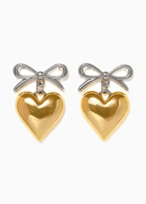 Take My Heart Dangle Earrings - Two-Tone