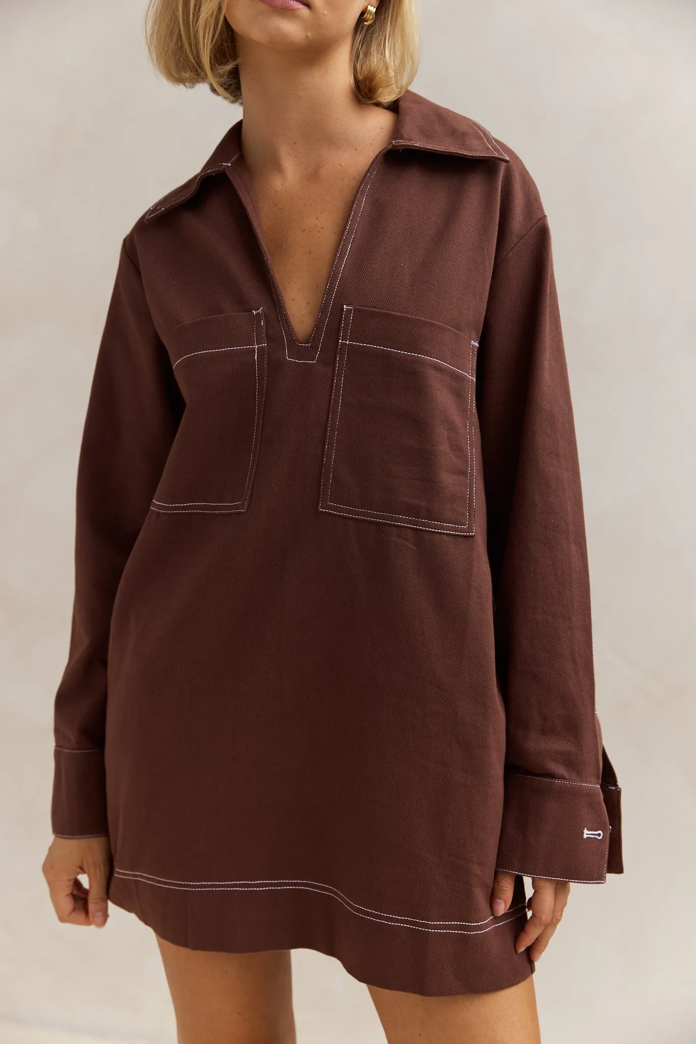 Tara Long Sleeve Dress (Chocolate)