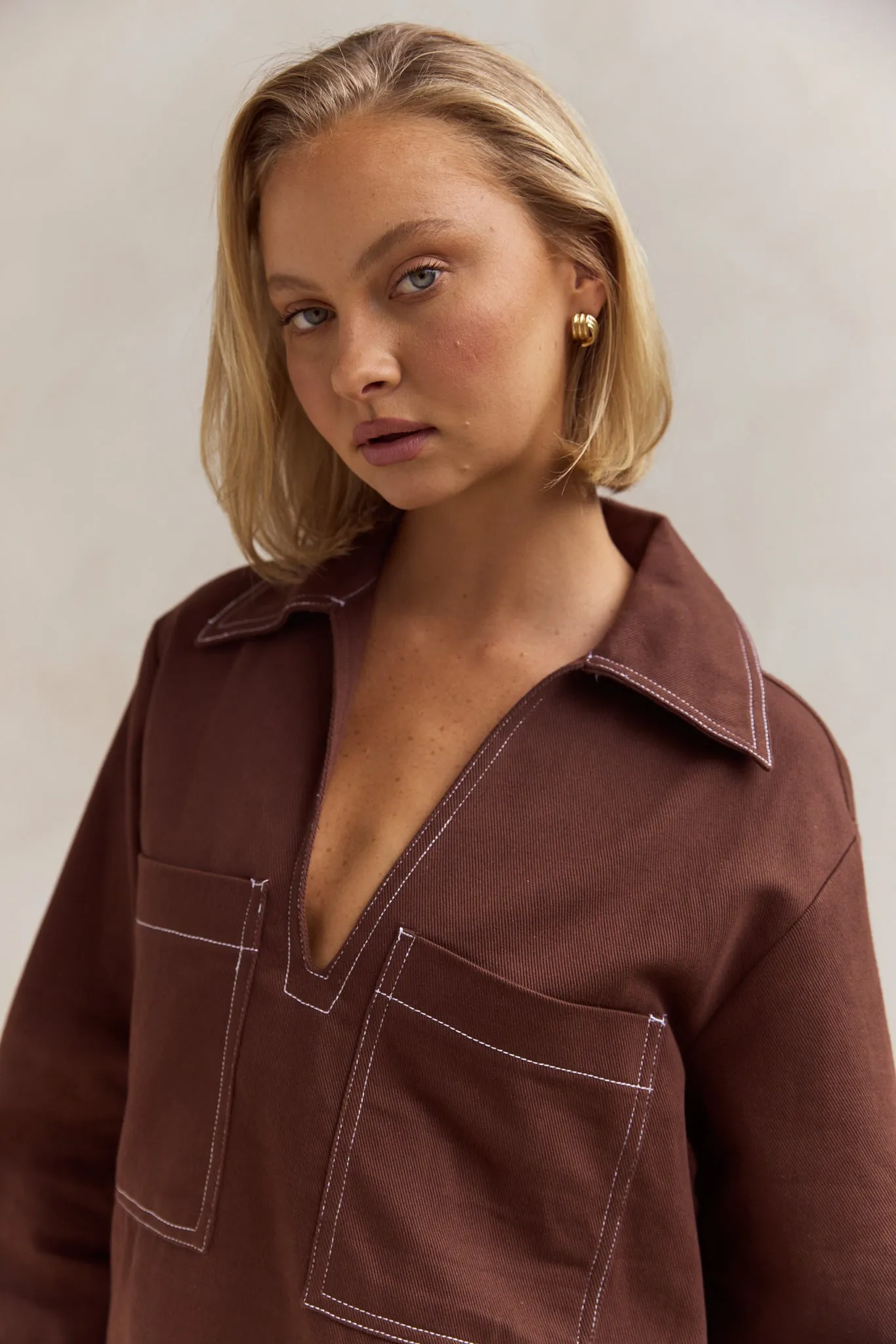 Tara Long Sleeve Dress (Chocolate)