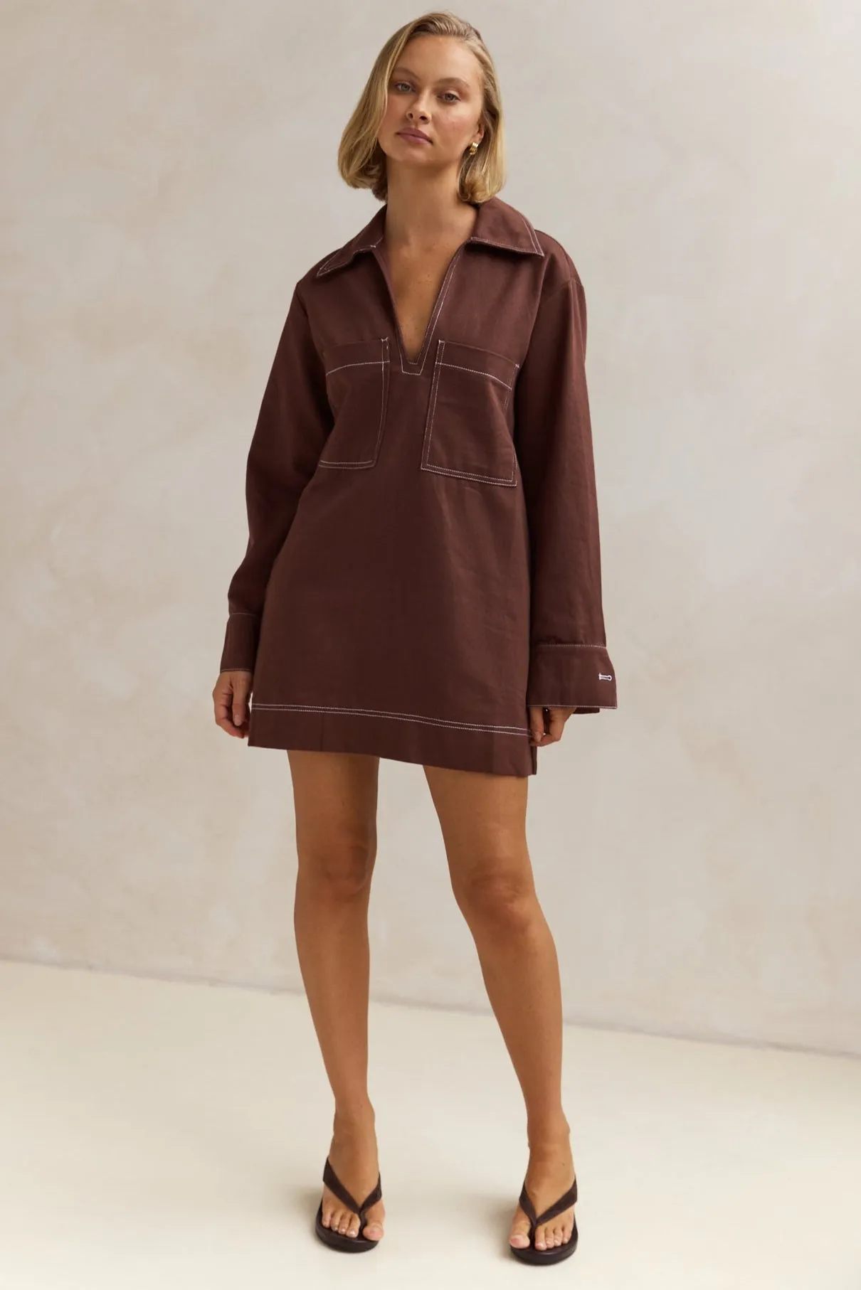 Tara Long Sleeve Dress (Chocolate)