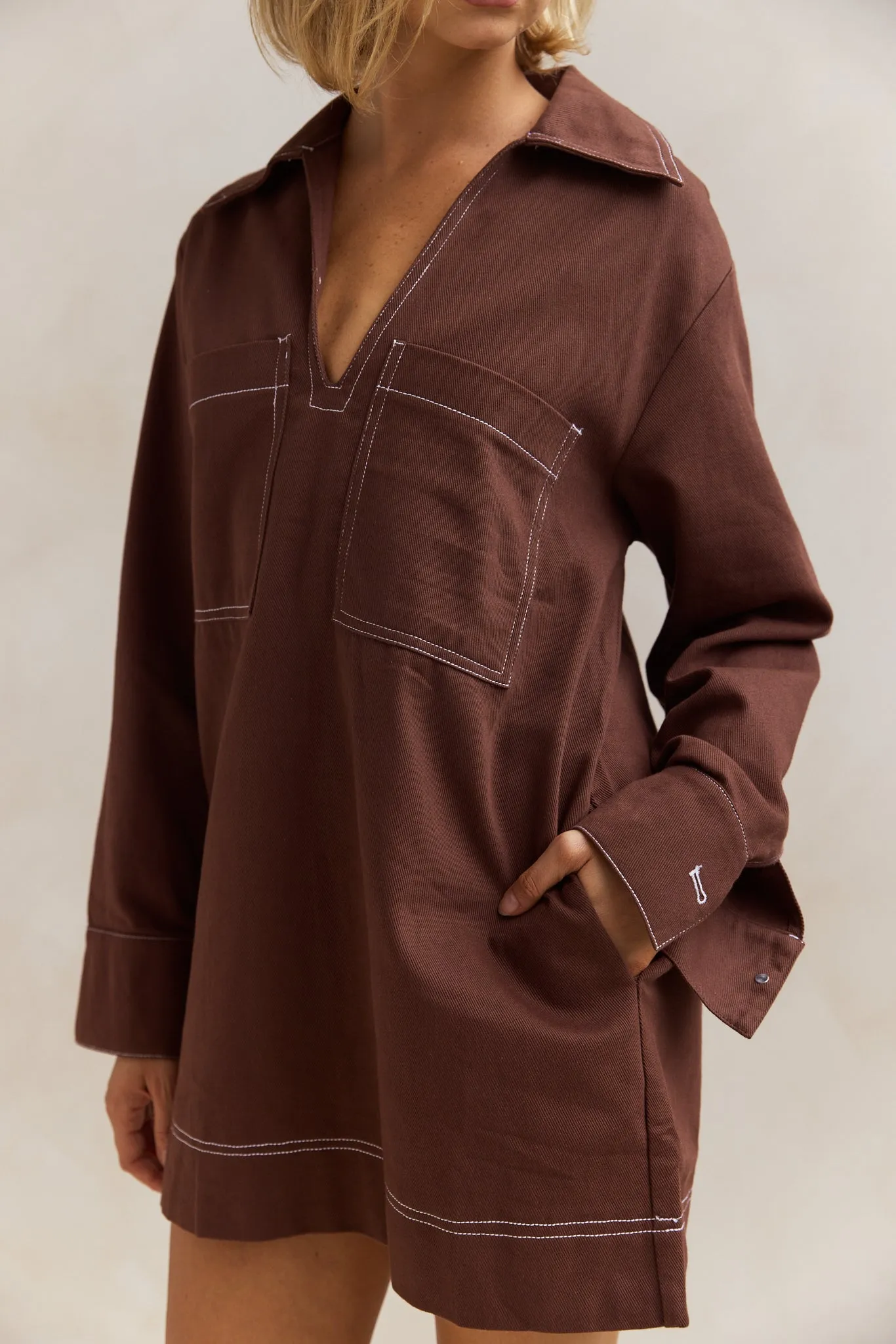 Tara Long Sleeve Dress (Chocolate)