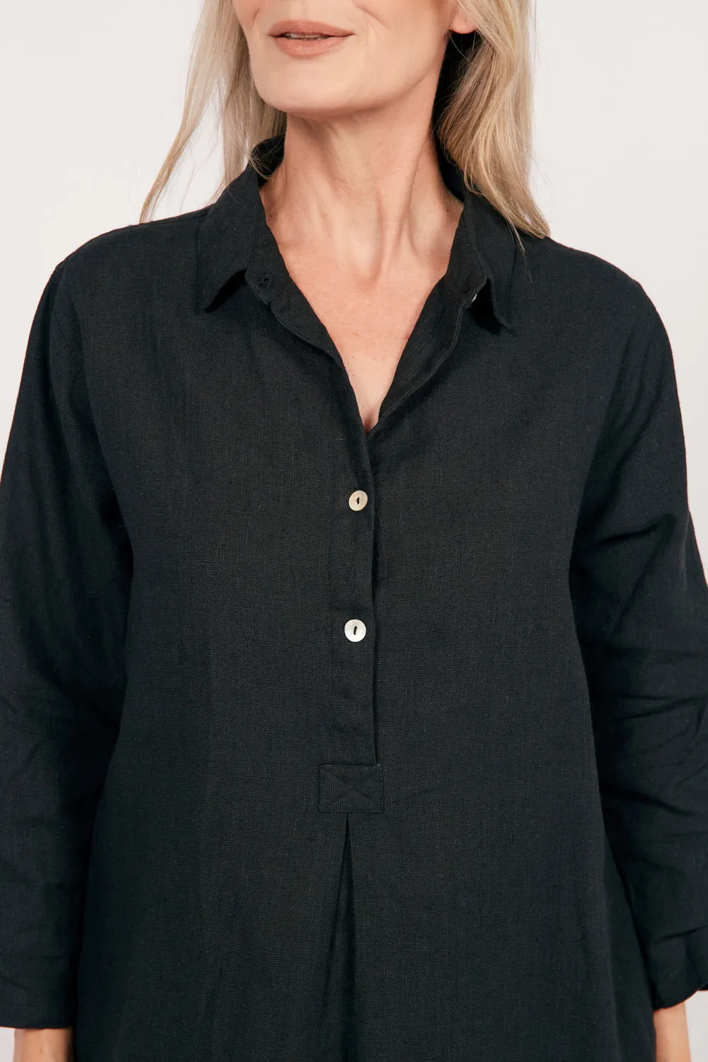 Tess Tunic Shirt Dress in Onyx