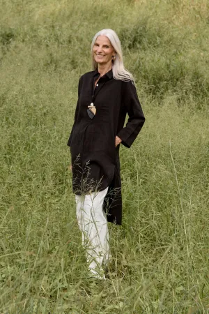 Tess Tunic Shirt Dress in Onyx