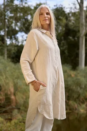 Tess Tunic Shirt Dress in Sable Stripe