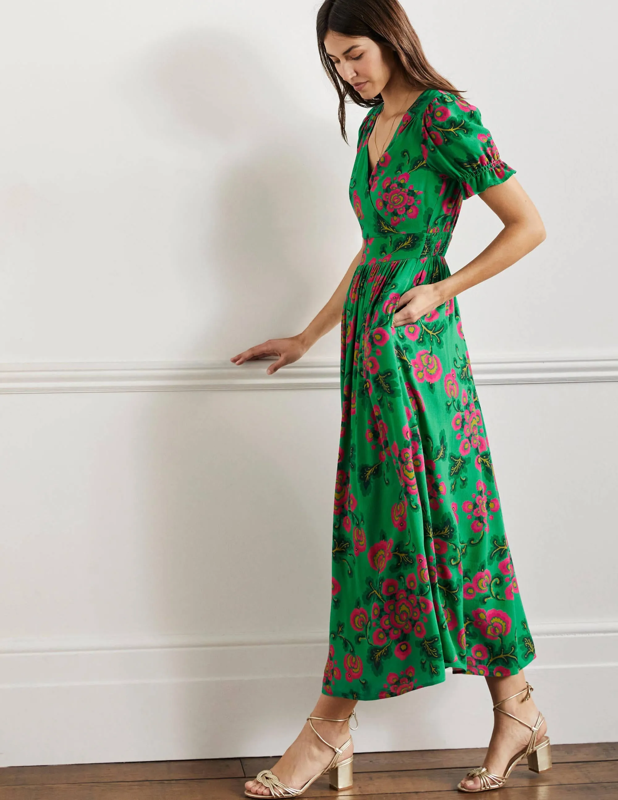 Tessa Maxi Dress-Ming Green. Wild Blooms