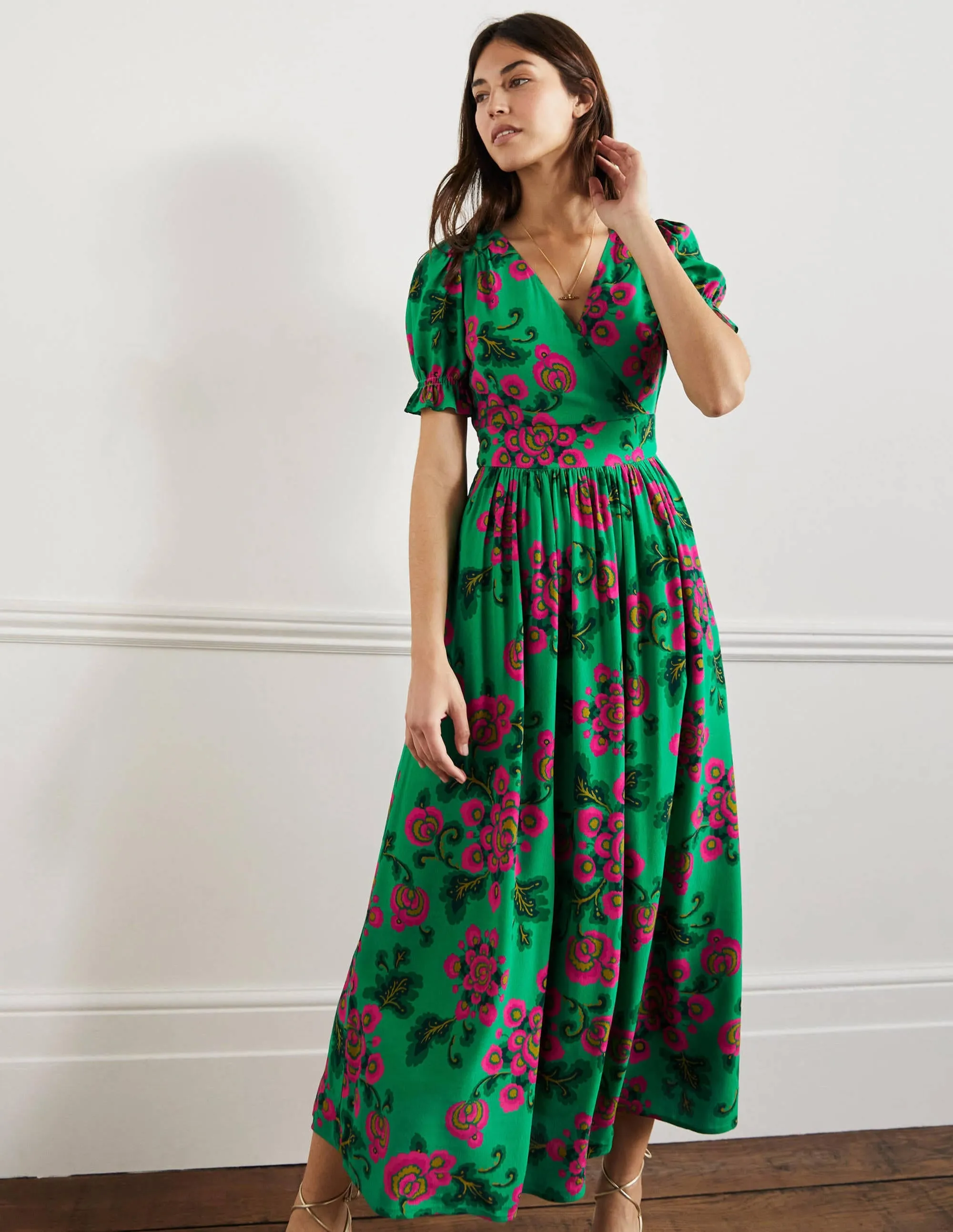 Tessa Maxi Dress-Ming Green. Wild Blooms