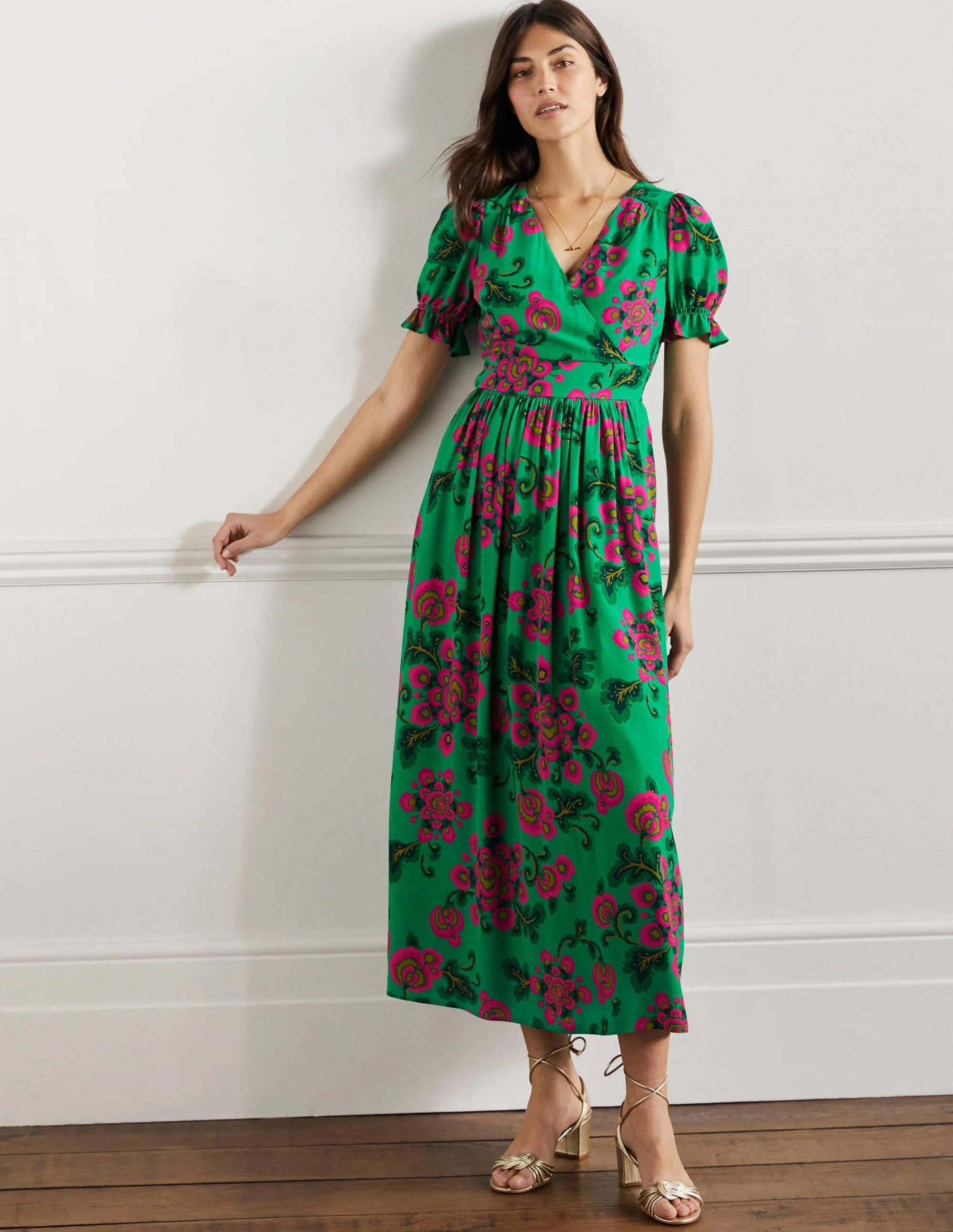 Tessa Maxi Dress-Ming Green. Wild Blooms