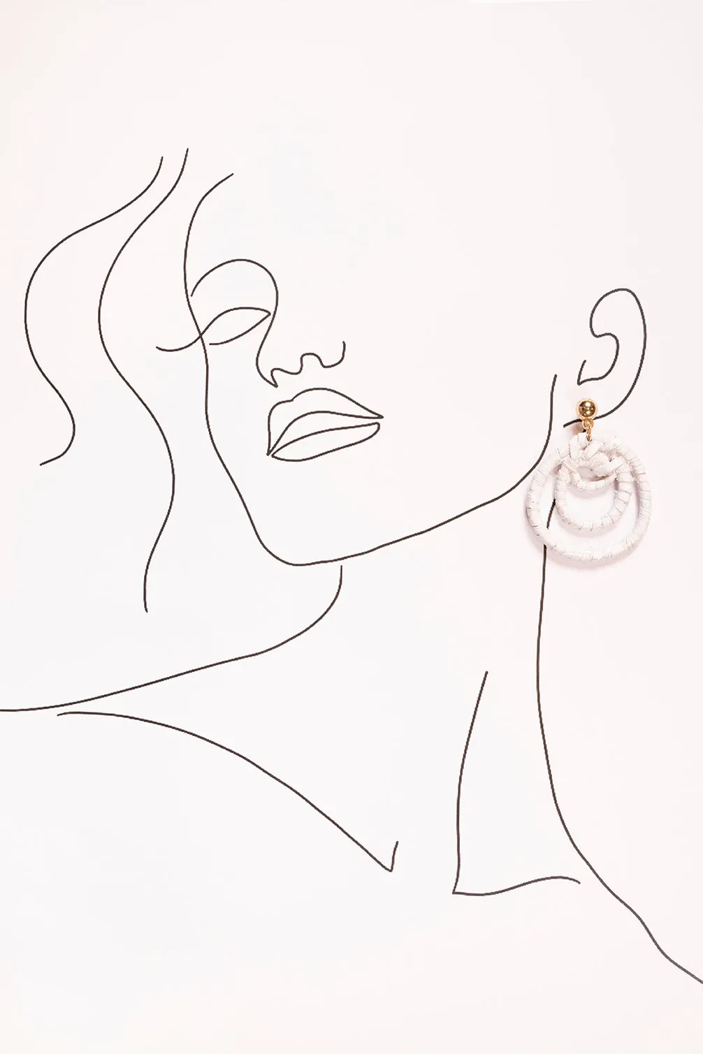 Three Hoop Drop Earrings in White