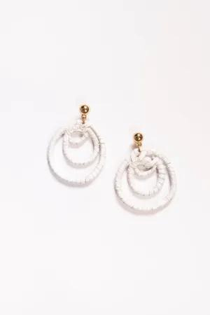 Three Hoop Drop Earrings in White
