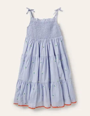 Tiered Sun Dress-Chambray