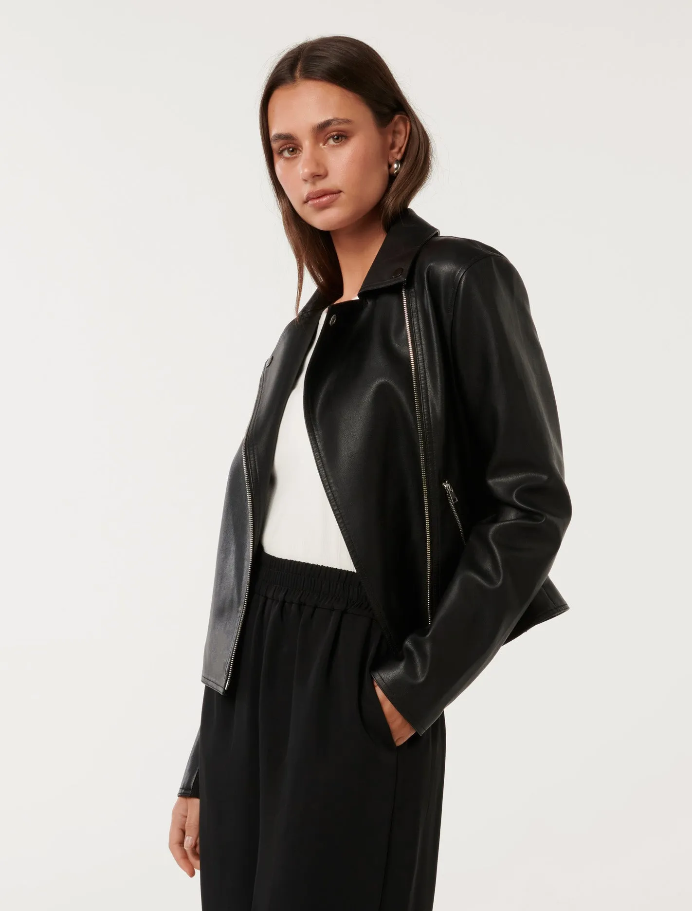 Tina Faux Leather Biker Jacket