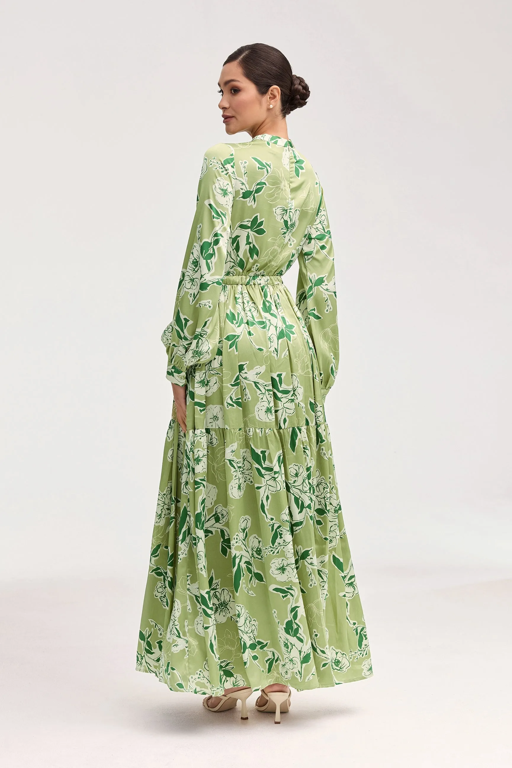 Tuleen Satin Floral Maxi Dress