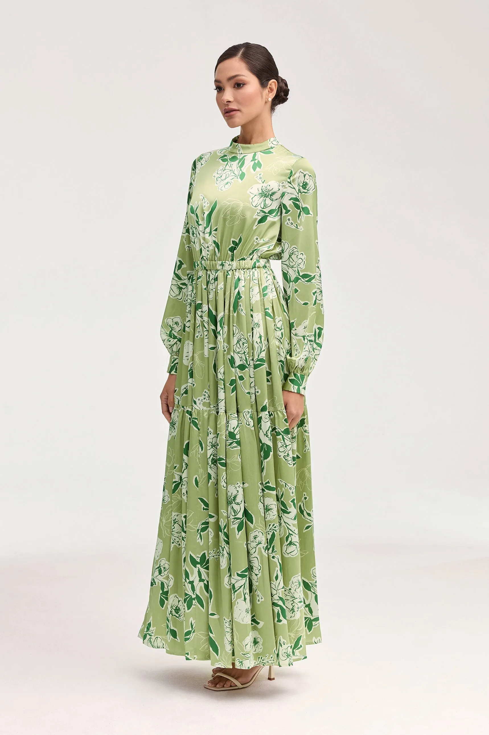 Tuleen Satin Floral Maxi Dress