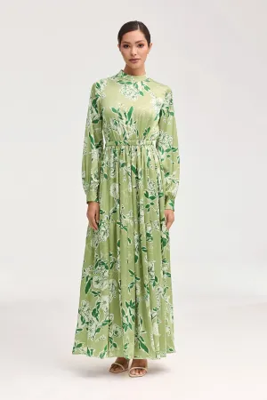 Tuleen Satin Floral Maxi Dress