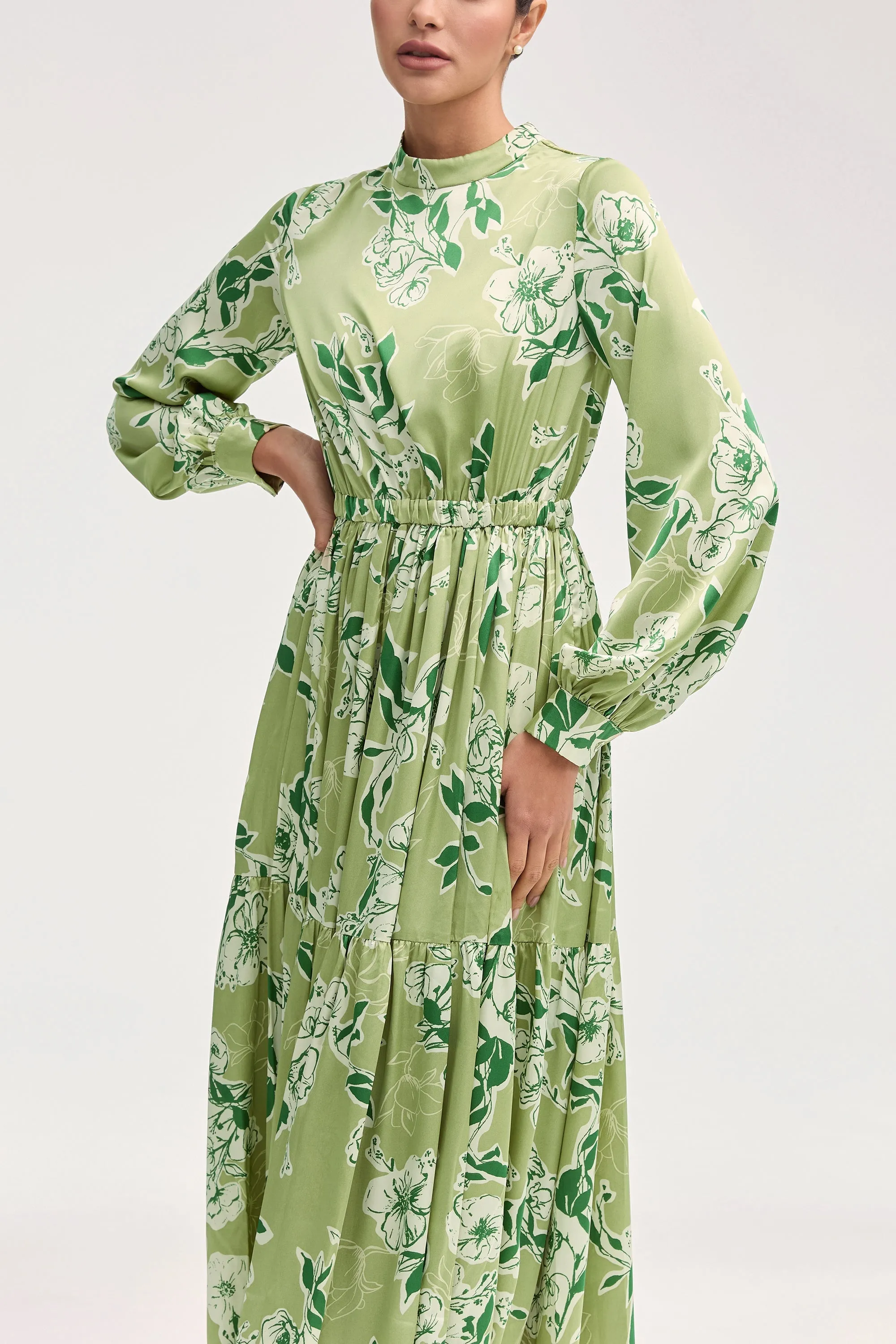 Tuleen Satin Floral Maxi Dress