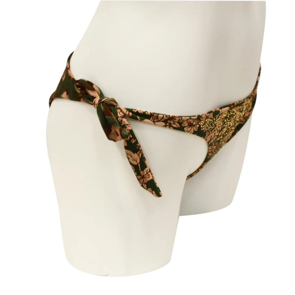 Twinset Bikini Thong Floral Print Green Amazzonia