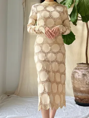 Vintage Crochet Circle Patterned Dress - XS