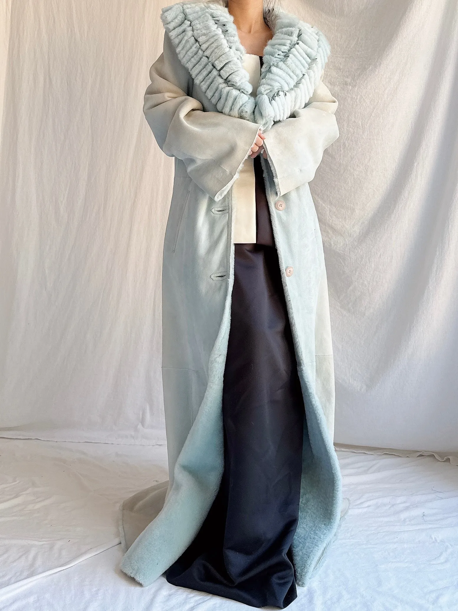 Vintage Fiducia Shearling Leather Coat - M