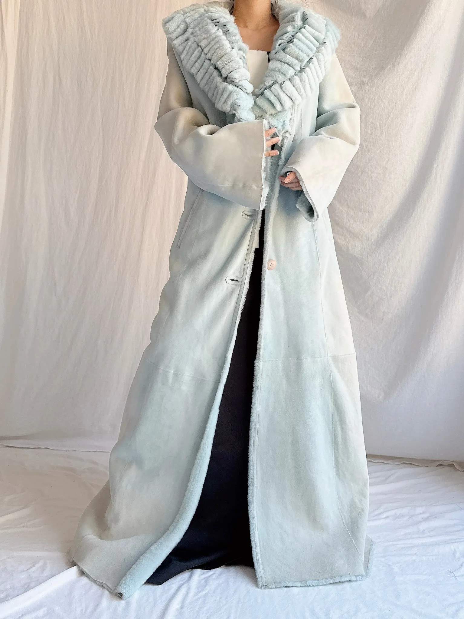 Vintage Fiducia Shearling Leather Coat - M