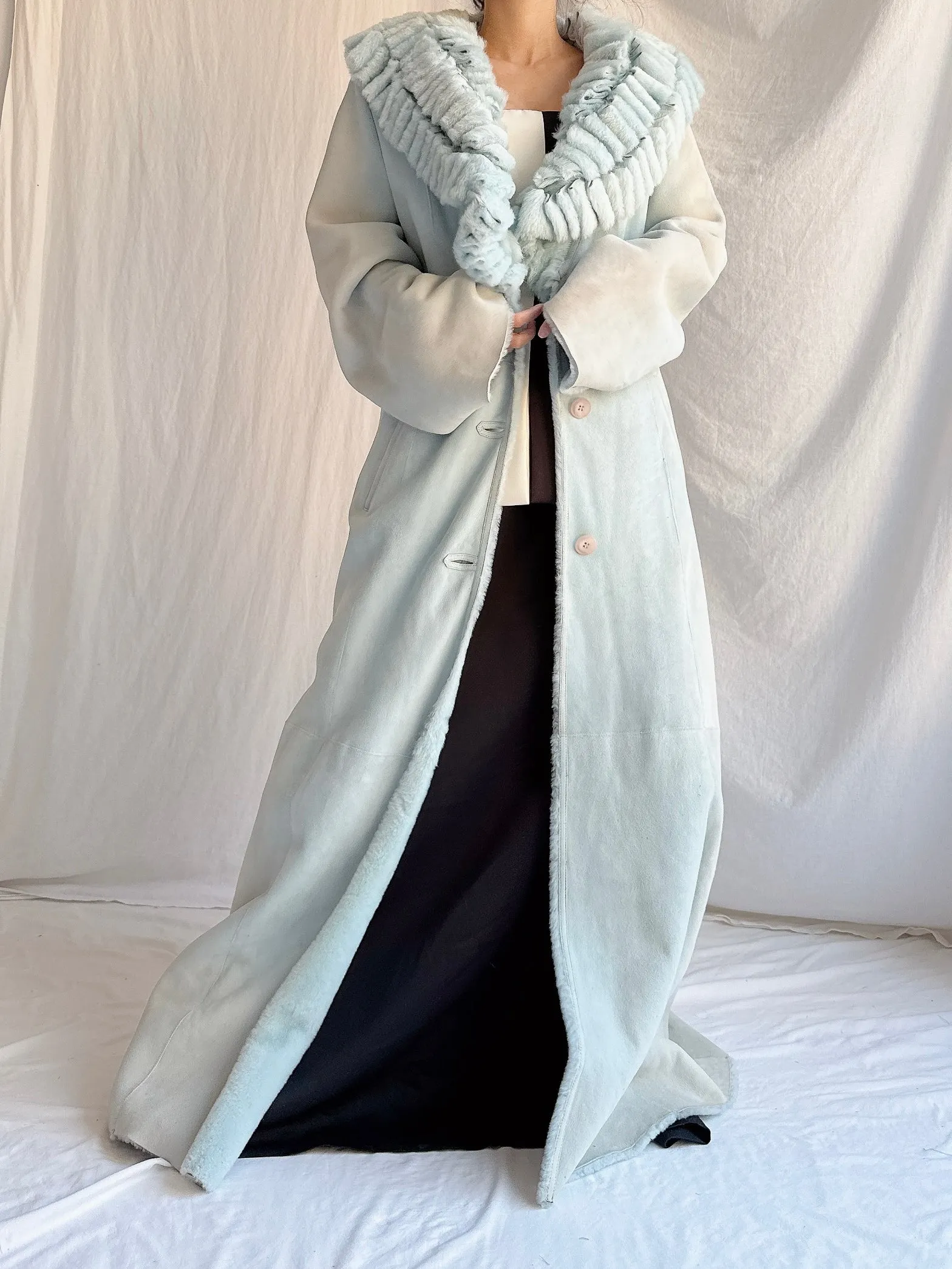 Vintage Fiducia Shearling Leather Coat - M