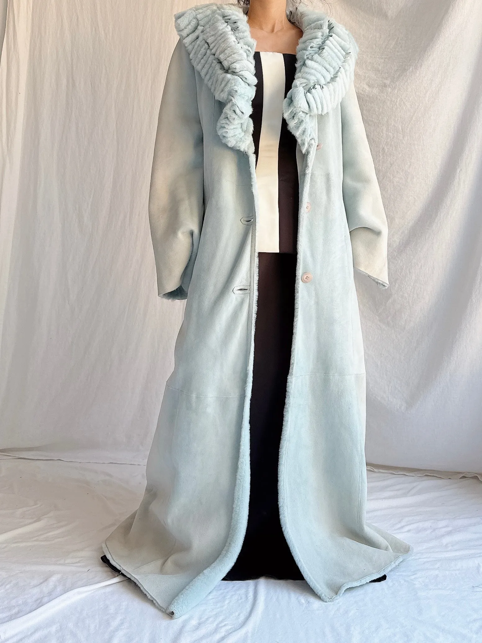 Vintage Fiducia Shearling Leather Coat - M