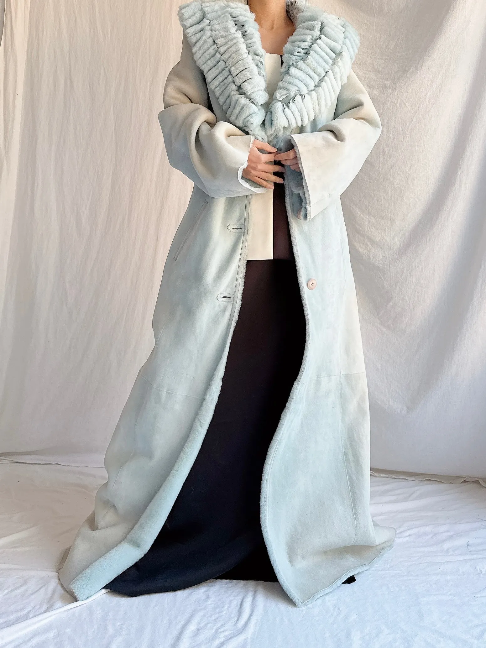 Vintage Fiducia Shearling Leather Coat - M