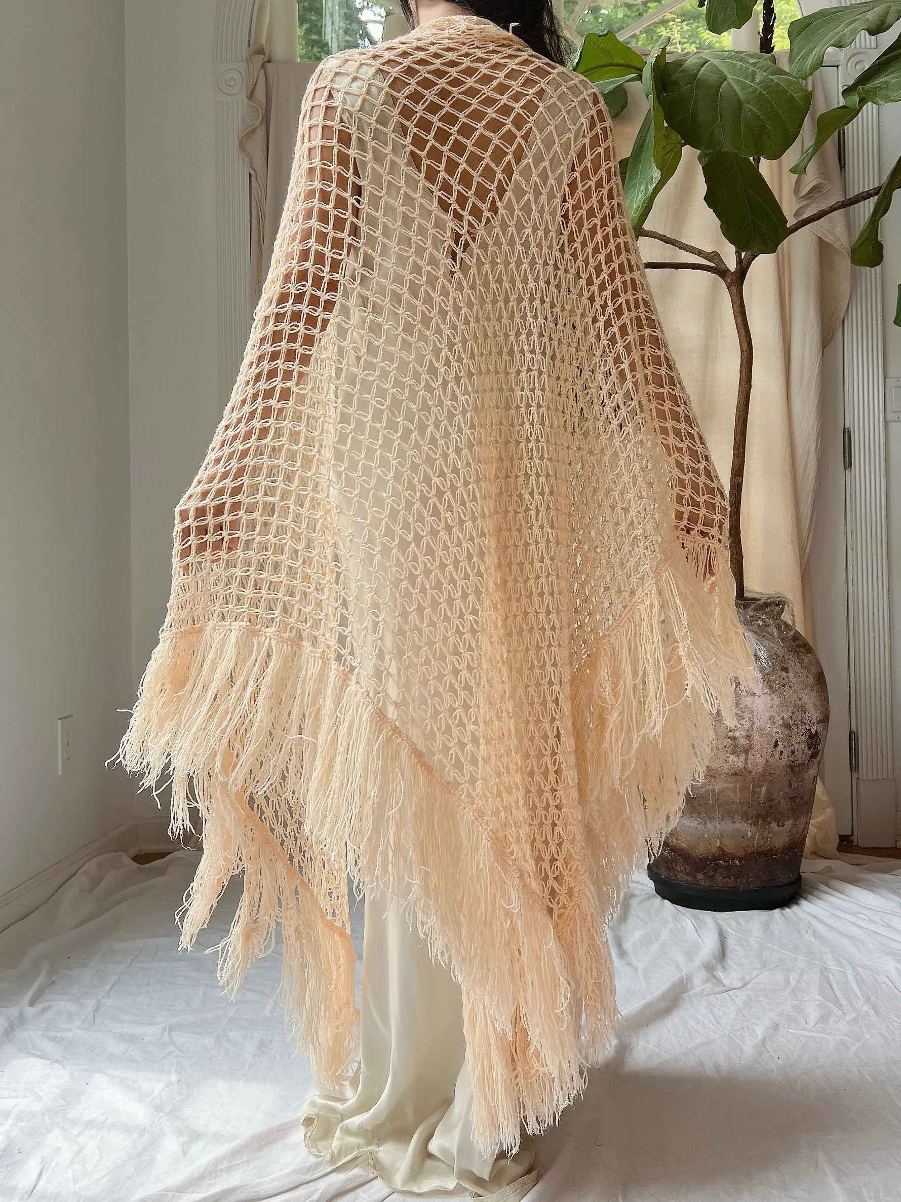 Vintage Light Peach Extra Large Shawl - OSFM